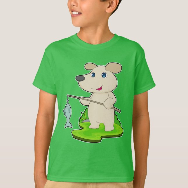 Hund Fisher Fishing Rod Fishing T Shirt (Framsida)