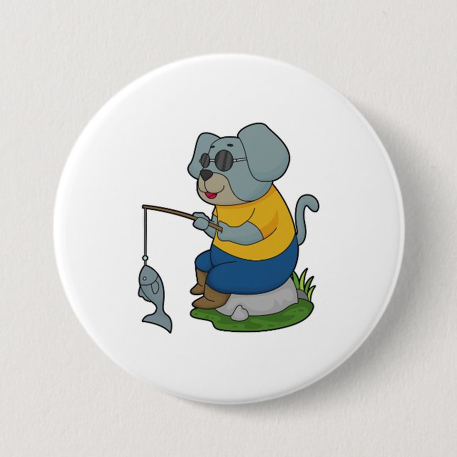 Hund Fiske efter Finshing Rod Knapp (Framsida)