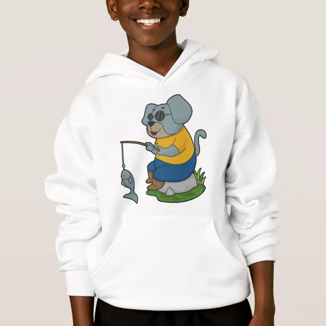 Hund Fiske efter Finshing Rod T Shirt (Framsida)