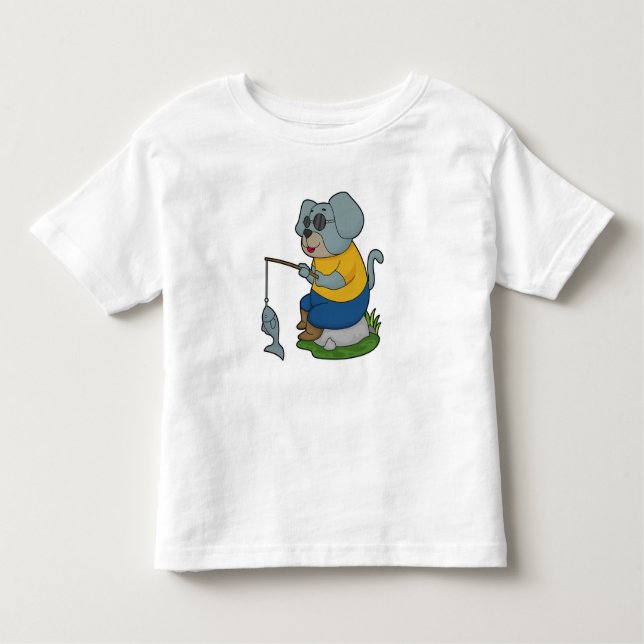 Hund Fiske efter Finshing Rod T Shirt (Framsida)