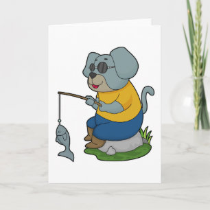 Hund Fiske Fiskare Fiskespö Kort