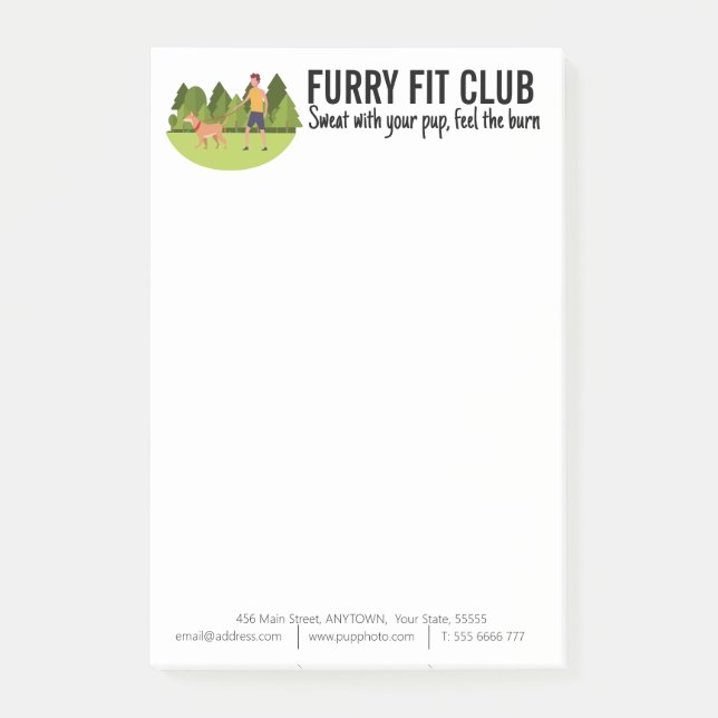 Hund Fitness & Exercise Business Anpassningsbar Post-it Block (Framsida)