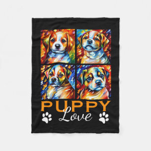 Hund Fleece Blanket med stiliserad kute-valpar