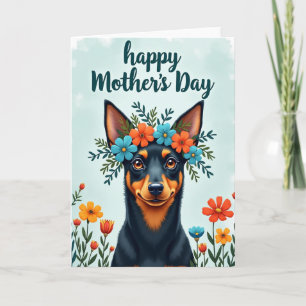 Hund Floral Mors Dag Porträttkort Kort