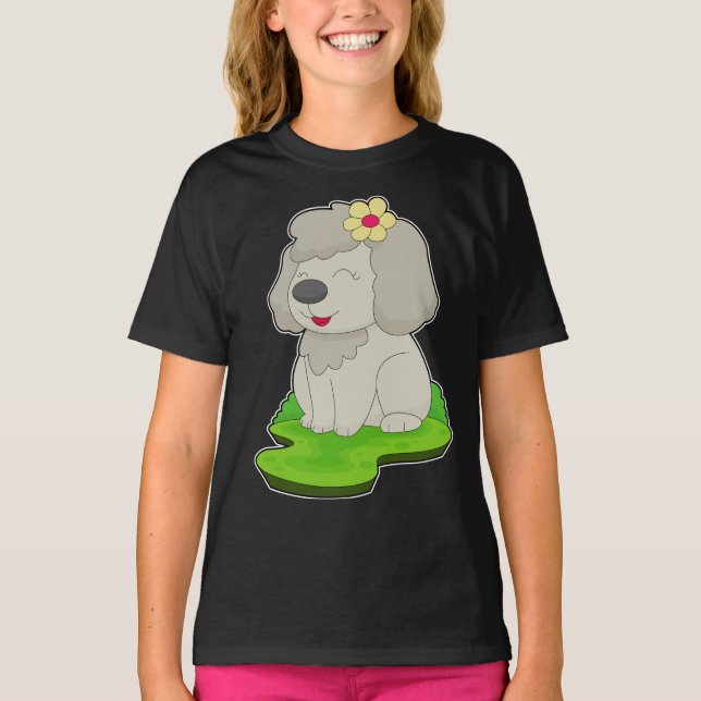 Hund Flower T Shirt (Framsida)
