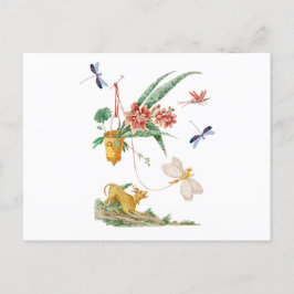 Hund Flowers och Dragonflies Vykort