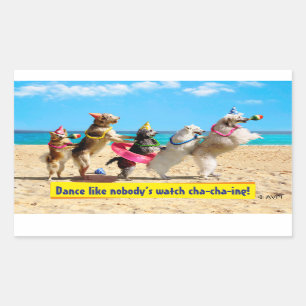 Hund Födelsedagsfest Conga Line Rektangulärt Klistermärke