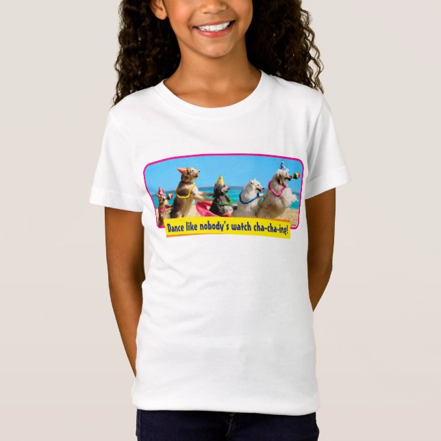 Hund Födelsedagsfest Conga Line T Shirt (Framsida)