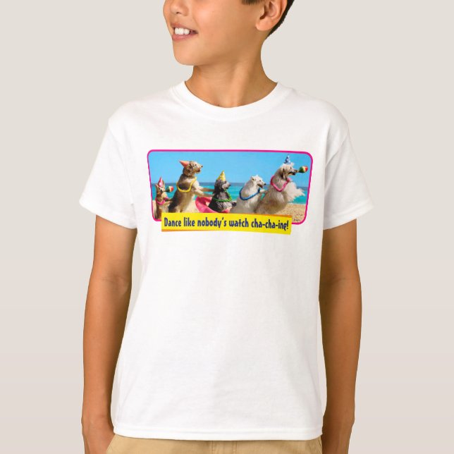 Hund Födelsedagsfest Conga Line T Shirt (Framsida)