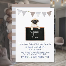 Hund Födelsedagsfest för Boy Pug Inbjudningar