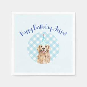 Hund Födelsedagsfest Personlig Napkins Blue Play Pappersservett