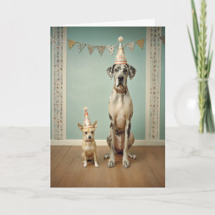 Hund Födelsedagsfest Porträtt Duo Kort