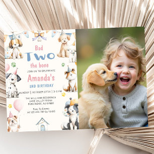 Hund Födelsedagsfest Valp Pawty 2-års Födelsedagsf Inbjudningar