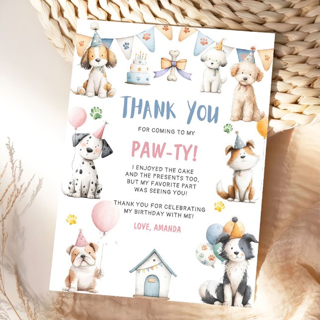 Hund Födelsedagsfest Valp Pawty Födelsedag Tack Kort (Skapare uppladdad)