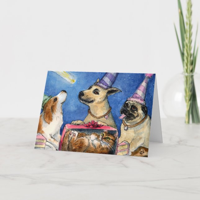 Hund födelsedagsfestkort kort (Framsida)