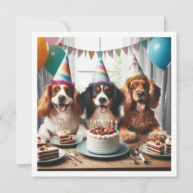 Hund födelsedagskort, Hund Party, Hund Inbjudningar (Framsida)
