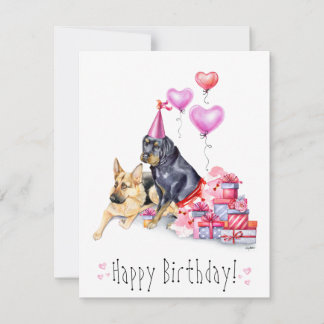 Hund födelsedagskort - Rottweiler & German shepard Julkort
