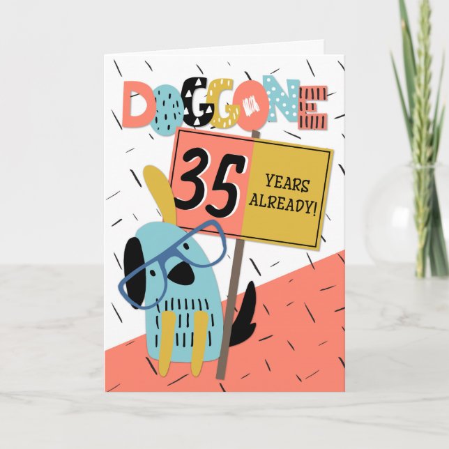 Hund för 35 års Tecknad för anställda Kort (Framsida)