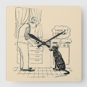 Hund för äldre fyrkantig klocka