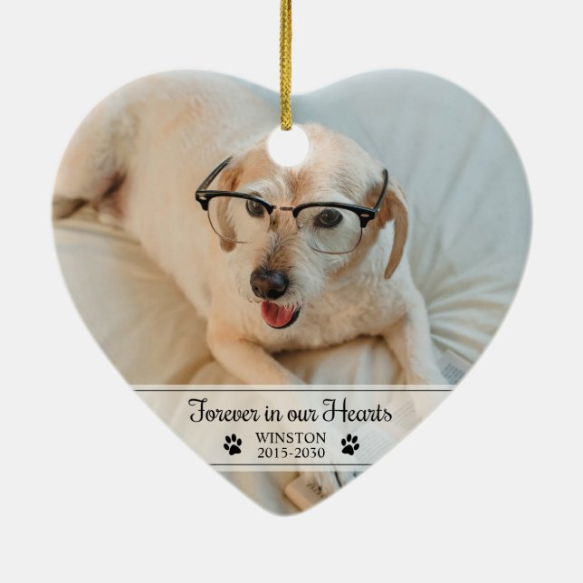 Hund för alltid i vårt foto julgransprydnad keramik (Baksidan)