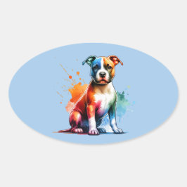 Hund för American StaffordTerrier Ovalt Klistermärke