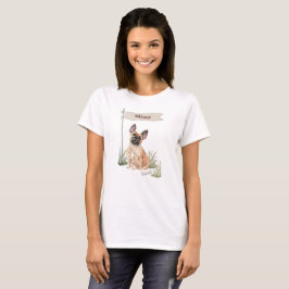 Hund för anpassad namnplatshållare för Fransk T Shirt