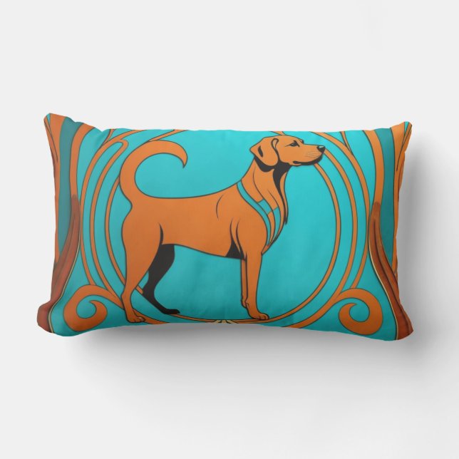 Hund för Aqua Deco-Orange Lumbarkudde (Framsida)