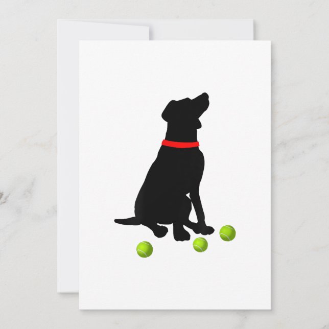 hund för arbetshämtning med gul lab tennis boll tack kort (Framsida)