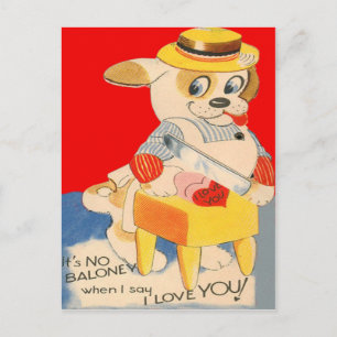 Hund för återställande av vintage Baloney Valentin Helg Vykort