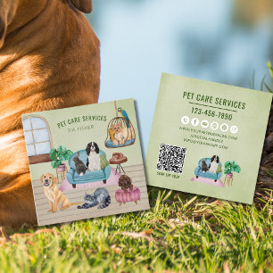 Hund för att skapa QR-kod - ange plats - Grooming Fyrkantigt Visitkort