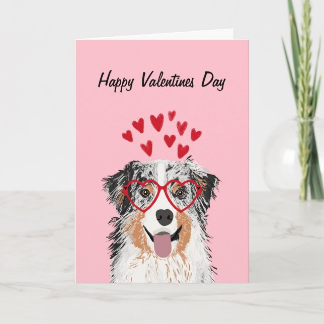 Hund för Australian shepherd Blue Merle Valentines Helgkort (Framsida)