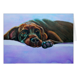 Hund för avslappnad choklad hälsningskort