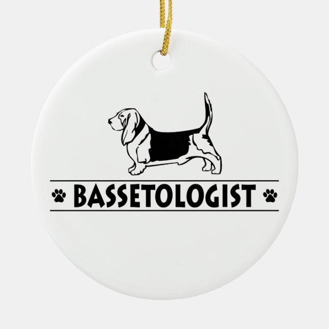 Hund för Bassett Hound Julgransprydnad Keramik (Framsidan)