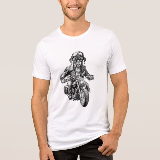 Hund för Boxer-Biker T Shirt (Framsida)