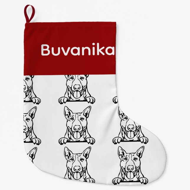 Hund för Bull Terrier-socklar för anpassad hund -  Stor Julstrumpa (Framsidan)