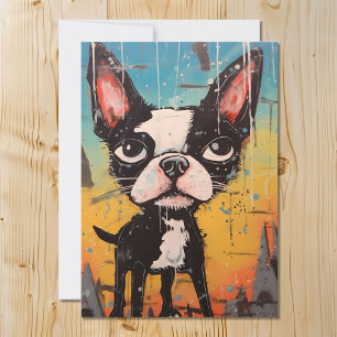 Hund för Commcal och Whimsical Boston Terrier Julkort