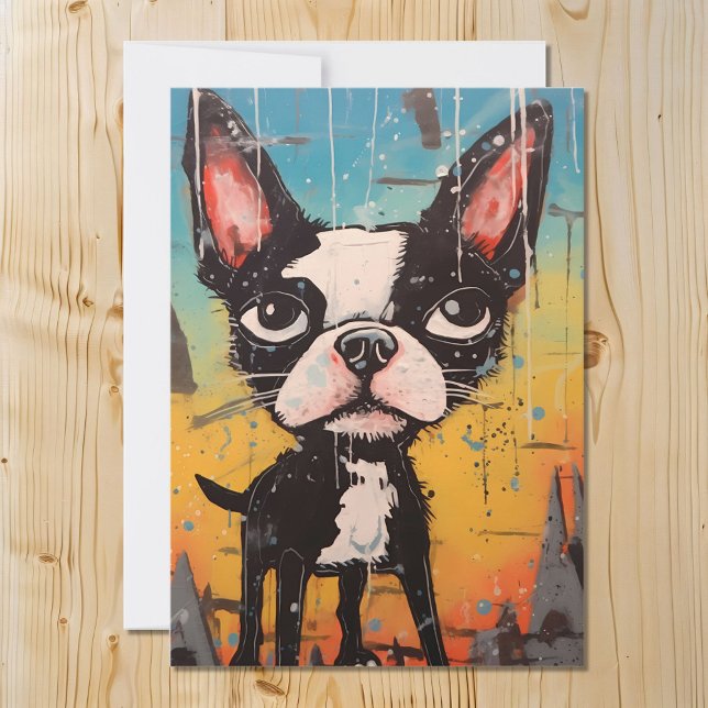 Hund för Commcal och Whimsical Boston Terrier Julkort (Skapare uppladdad)