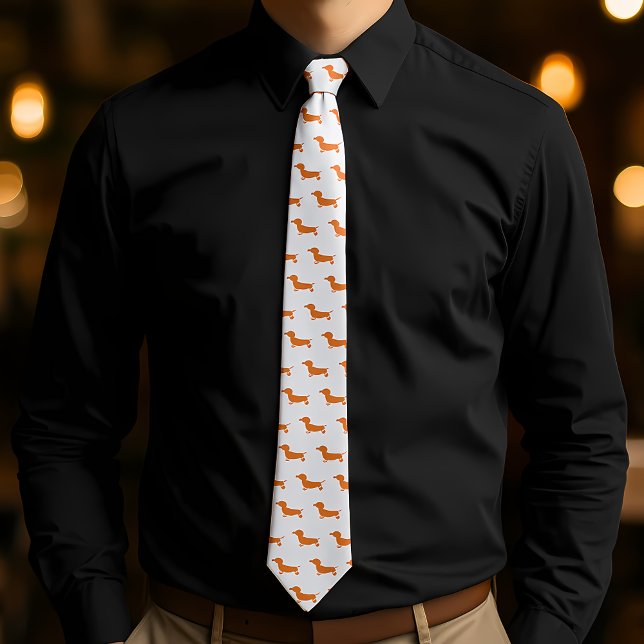 Hund för cute Wiener Mönster Dachshund Slips (Dachshund Pattern Cute Wiener Dog Print Neck Tie.Ideal for casual events, dog-themed parties.)