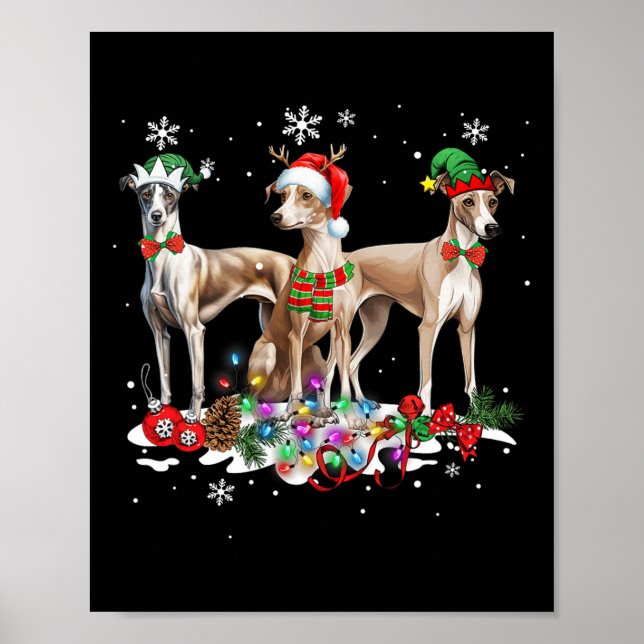 Hund för den fina julpipett Pajama-Hund Poster (Framsidan)