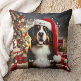 Hund för det vackra Bernese-berget med Santa Hat Kudde