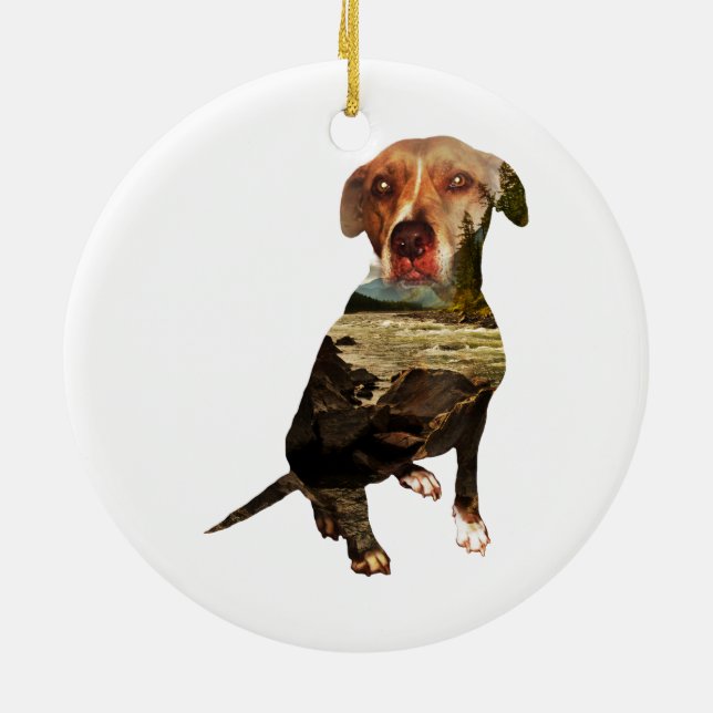 hund för exponering av dubbla julgransprydnad keramik (Baksidan)