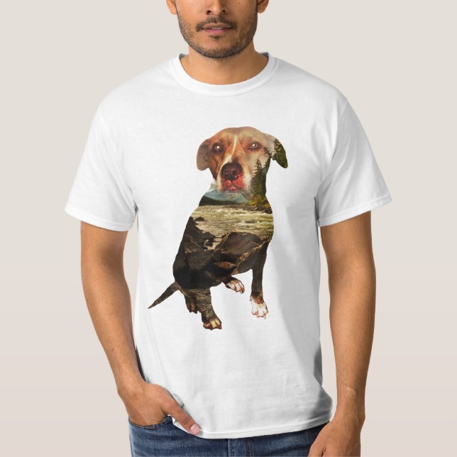 hund för exponering av dubbla tee shirt (Framsida)