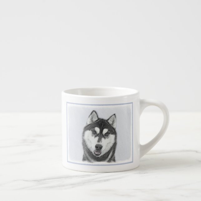 Hund för färgning av Siberian husky (svart och vit Espressomugg (Höger)