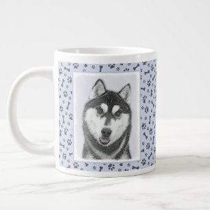 Hund för färgning av siberian husky (svart och vit jumbo mugg