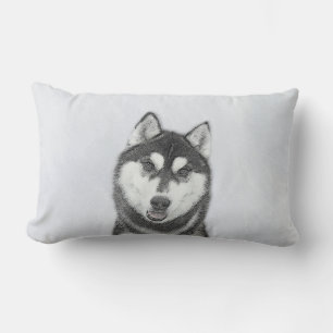 Hund för färgning av siberian husky (svart och vit lumbarkudde