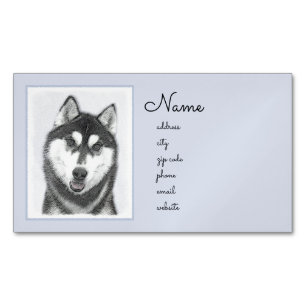 Hund för färgning av siberian husky (svart och vit magnetiska visitkort