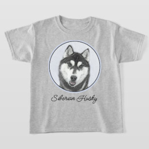 Hund för färgning av siberian husky (svart och vit t shirt