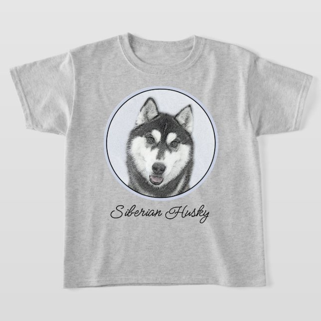 Hund för färgning av siberian husky (svart och vit t shirt (Laydown)