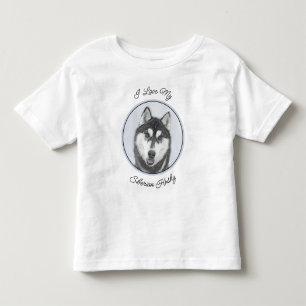 Hund för färgning av siberian husky (svart och vit t shirt