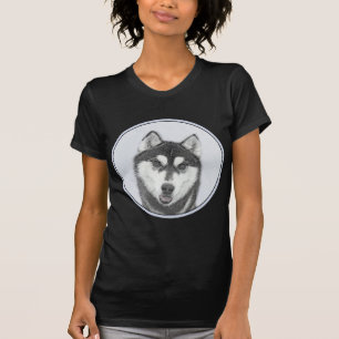 Hund för färgning av siberian husky (svart och vit t shirt